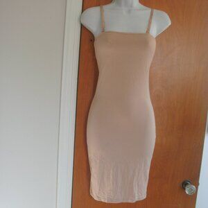 Vassarette Beige Slip Dress Chemise Fitted Shapewear Nylon Spandex Convertible